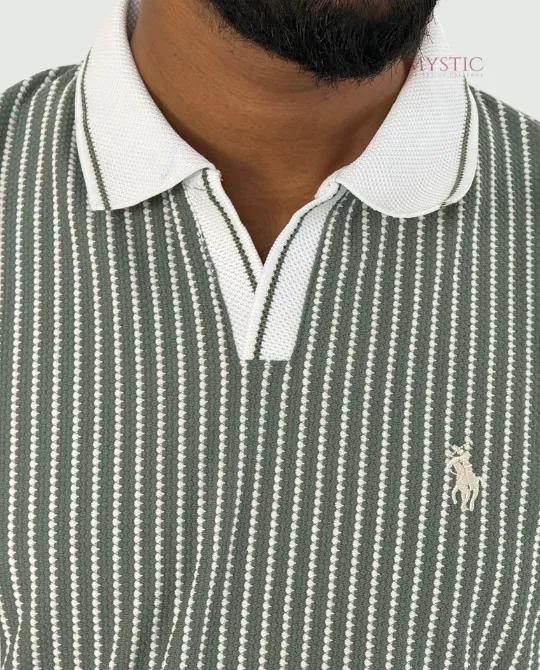 White Green Vertical Stripe Polo view 5