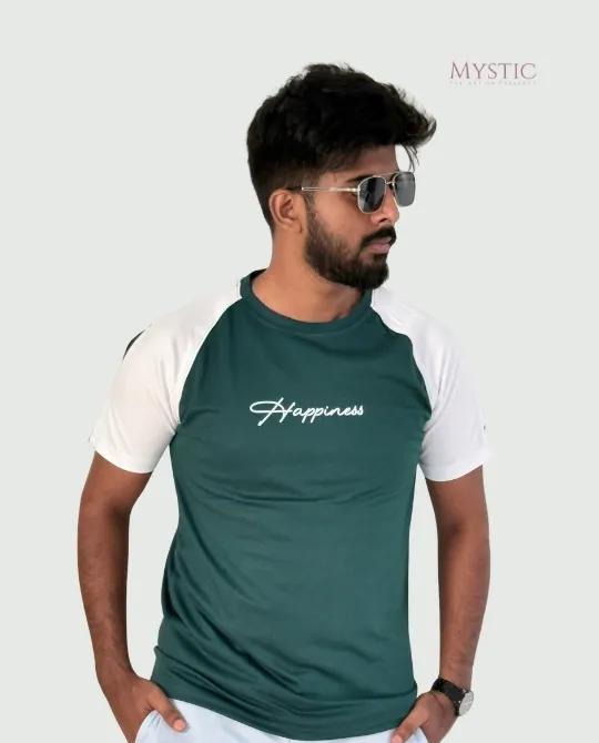 Green White T-shirt - Happiness view 2