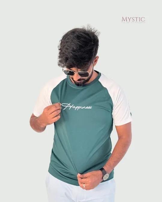 Green White T-shirt - Happiness view 4
