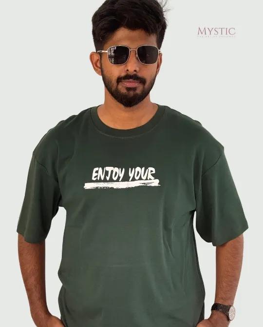 Solid Green Drop Shoulder T-shirt - Enjoy Your
