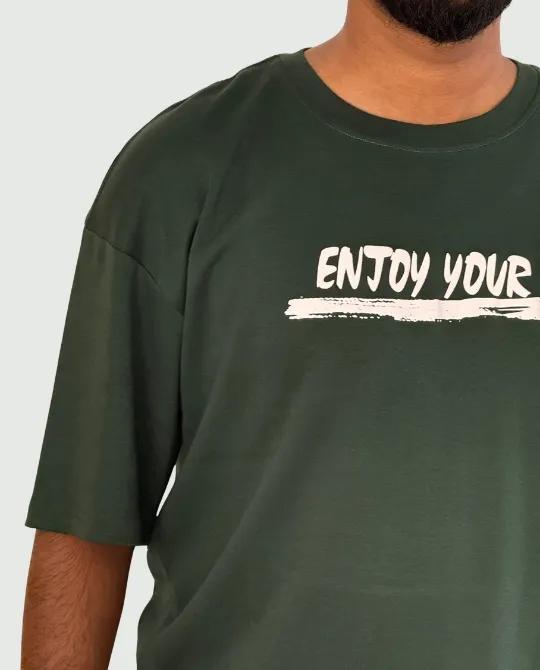 Solid Green Drop Shoulder T-shirt - Enjoy Your view 2