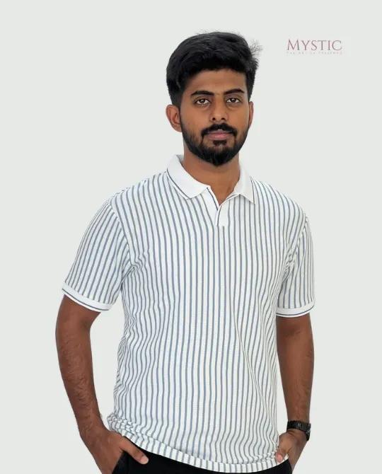 White Ash vertical Stripe Polo