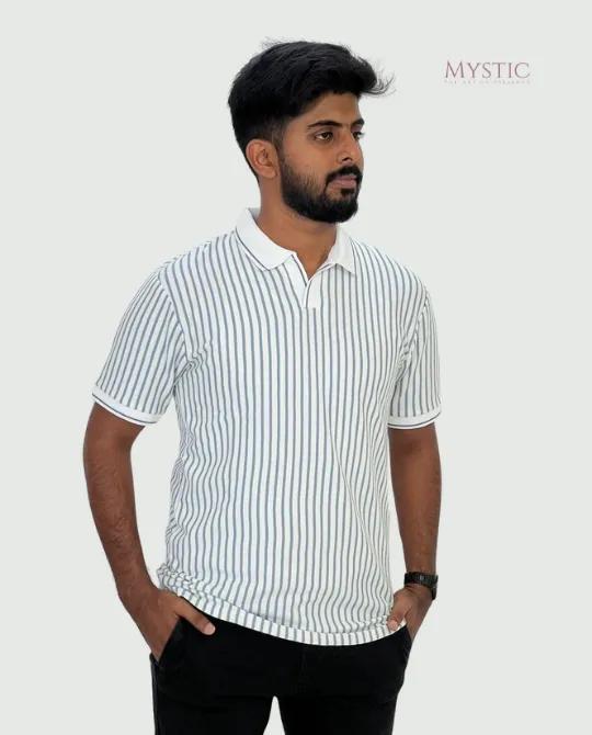 White Ash vertical Stripe Polo view 2