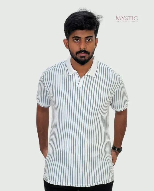 White Ash vertical Stripe Polo view 3