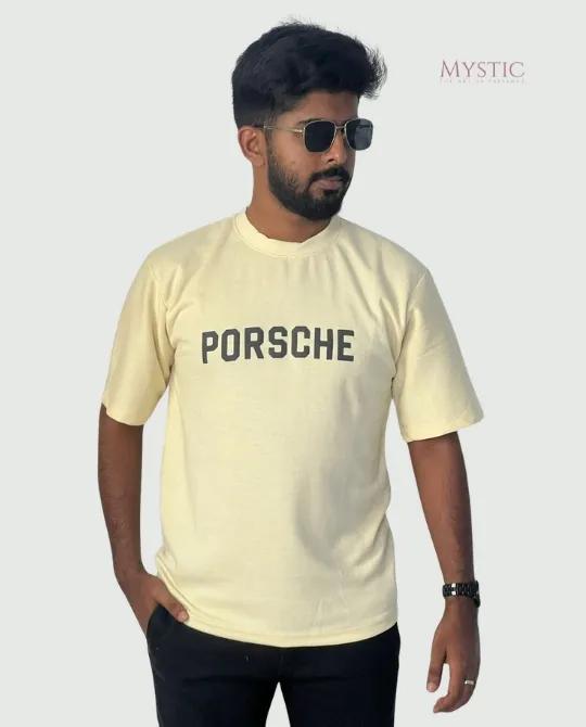 Light Yellow Drop Shoulder T-shirt - PORSCHE