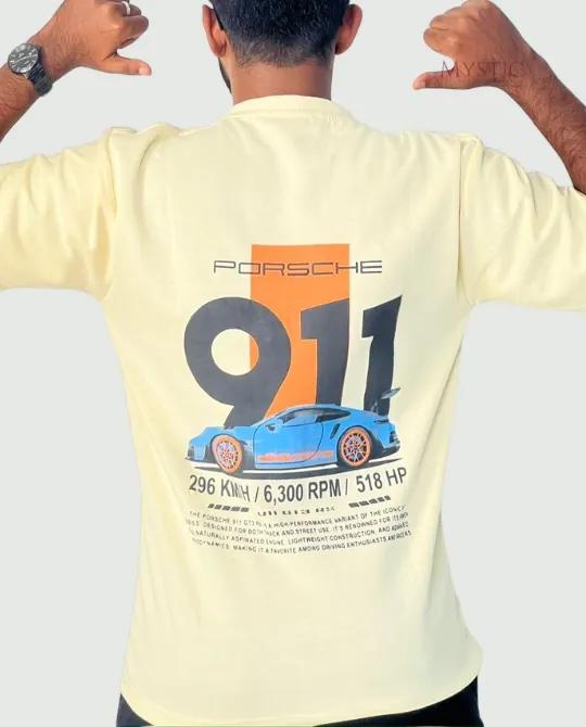Light Yellow Drop Shoulder T-shirt - PORSCHE view 15