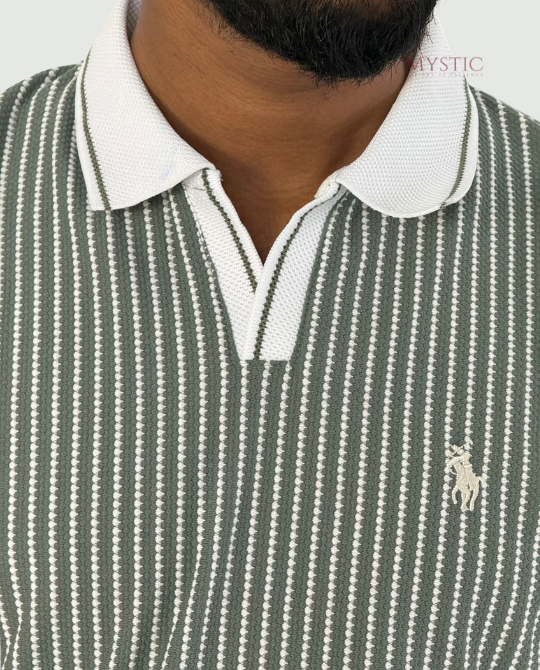 White Green Vertical Stripe Polo view 5