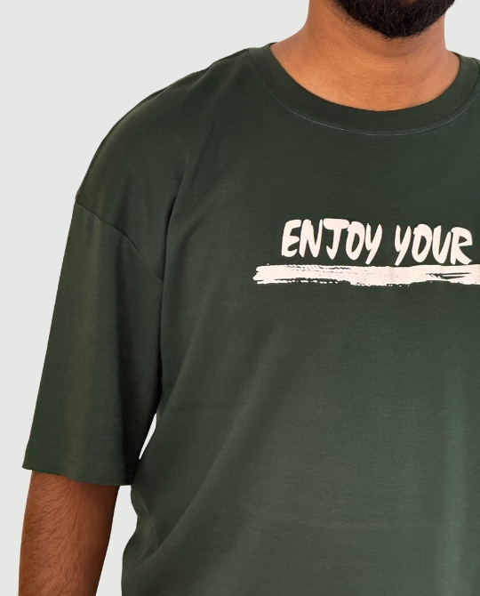 Solid Green Drop Shoulder T-shirt - Enjoy Your view 2