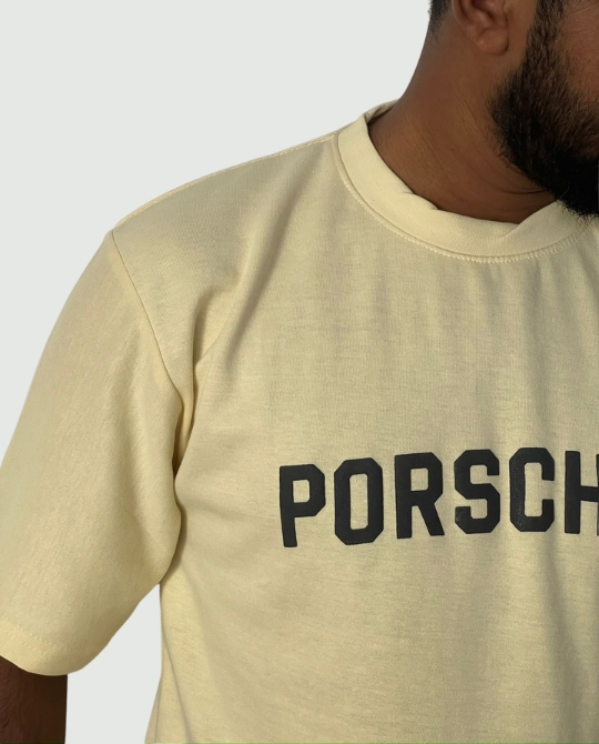 Light Yellow Drop Shoulder T-shirt - PORSCHE view 2